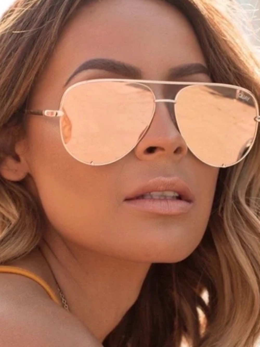 Quay Australia Gold Mirrored Aviator Sunglasses - Picture 2 of 9